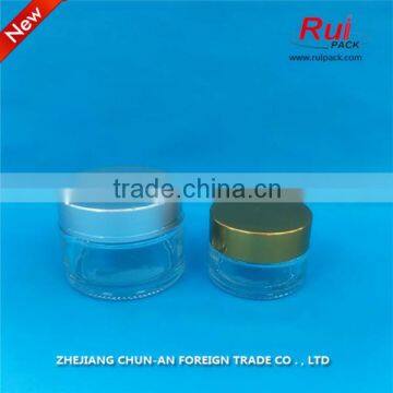 Hot Sale Transparent Color Glass Jar for Cosmetic, Empty Cream Jar With Aluminum Cap photo-2