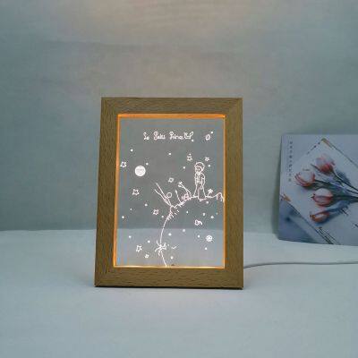 Beauty Pictures Wooden Acrylic Board LED Photo Frame Night Lights Atmosphere Indoor Light Decoration Gift for Kid Table Lamps
