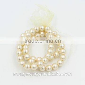 Wholesale Ribbon Tied Multi Strand Pure Color Pearl Beads Stretch Bracelet