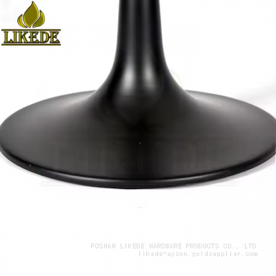 Heavy Duty Tea Table With Tulip and Trumpet Base in Black Aluminum Carbon Steel Stainless Metal Tulip Trumpet Base in Black photo-4