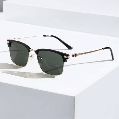 Wholesale Classic UV400 Protection Summer Sunglasses for Men Oval Frame Driving Eyewear for Women Youth Retro Shades Metal Frame Eyewear photo-3