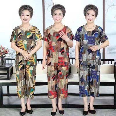 2025 Women's Clothing for Middle - Aged and Elderly People, Stylish Dresses for Moms, Sleeveless or Short - Sleeved, Elegant and Plus - Size Chiffon Dresses With Floral Patterns photo-2