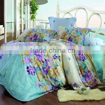 Reactive Dye Flower Print Bedding Cotton Duvet Cover Bed Set photo-3