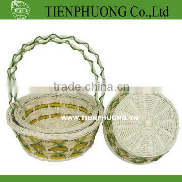 handle rattan/colorful bamboo storage basket/fruit bamboo basket