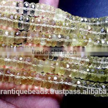 lemon quartz faceted rondelle beads