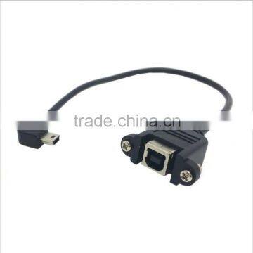 20cm Mini USB 5pin Left Angle Male to USB B Female Panel Mount Cable With Screws