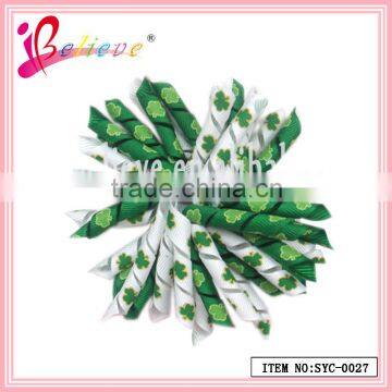 The Irishman' most popular hair accessories jewelry green clover hair bows koker ribbon (SYC-0027)