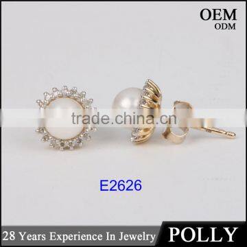 High quality 9k gold fresh wather pearl stud earring for women