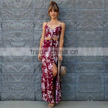 Sexy Womens Holiday apparel Women Bohemia maxi dresses Long floral printing latest dress designs photos