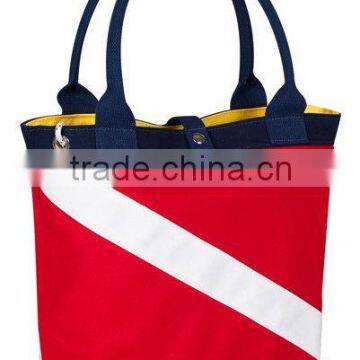 2016 8oz red and white color custom printed canvas tote bag for promotion bulk