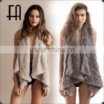 Factory Direct Wholesale Pricea Asymmetric Rabbit Knitted Fur Shawl With Spread Collar