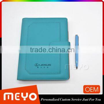 Silk screen leather cover leaflet notebook and rolling ball point pen gift set