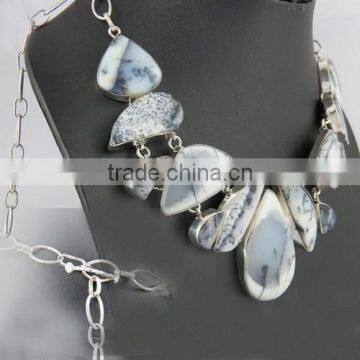 Beautiful Style Dandritic Opal Silver Necklace, Silver Jewelry Wholesaler, Handmade Silver Jewelry photo-5