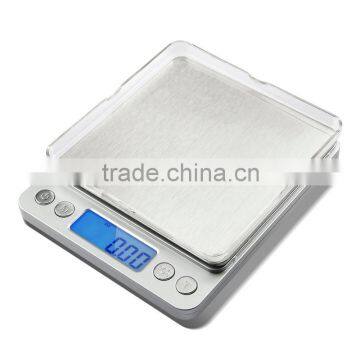 2000g Backlit Display Stainless Steel Digital Pocket Scale