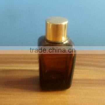 25ml amber square essential oil glass bottle with gold cap