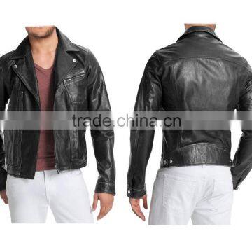 DESIGNER MEN'S MOTO LEATHER JACKET BLACK COLOUR