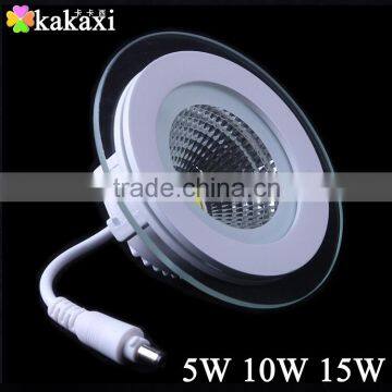Dimmable 5W 10W 15W COB LED Panel Light Round Glass LED Ceiling Lamp