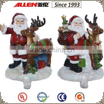 6.5" Christmas santa claus and reindeer stocking holder, christmas stocking stand