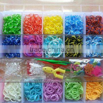 Wholesale Hot Sell Ecofriendly Multi Color Rubber Loom Bands Kit for children diy bracelet jewelery