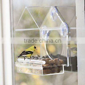 Clear Custom Acrylic Bird Feeder House Window Sliding Feed Tray Quality Choice Most Popular