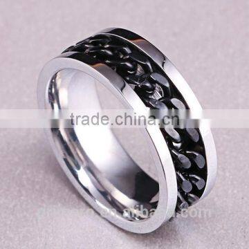Fashion Spinner Silver Black Chain Ring For Men Stainless Steel Wedding Wholesale Cool Jewelry photo-4