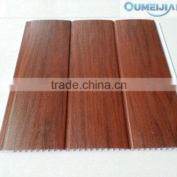 OUMEIJIA Latest Fashion pvc wooden design two grooves wall panel of interior decoration