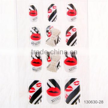 OEM 3D nail art tips /China Artificial Nail Supplier Hot Selling 3D Jewelry Nail Art Tips with Fashion Rhinestone and Nail Glitt