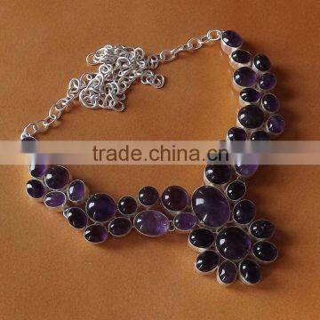 Amethyst Necklace plated 925 Sterling Silver 80 Gms 18-20 Inches