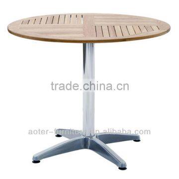 Aluminum frame solid wood garden dining table for sale