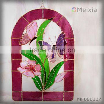 MF080207 china wholesale tiffany style stained glass wall hanging panel for home decoration item