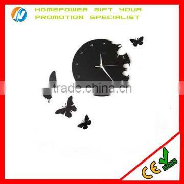 Fashion design wall clock acrylic diy butterfly wall clock