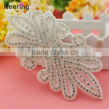 Keering Hotsale Iron on Rhinestone Applique for Women Dress WRA-050 photo-2