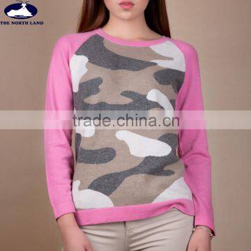 Ladies' Crew Neck Intersia Pullover