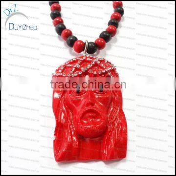 Hot! High quality black jesus wood pendant necklace