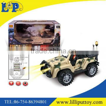 Friction power jeep military car toy with light