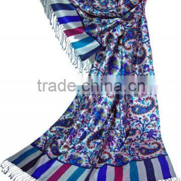 Silk Viscose screen printed scarves in multi color