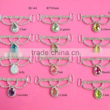 Stock hot selling Factory price colorful rhinestone connector for headband/hairwear for bikini (RC-64)