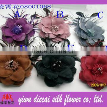 Handmade Artificial Fabric Rose Feather Flower