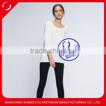 2015 China supplier custom fashion three quarter sleeve women blank t shirt wholesale