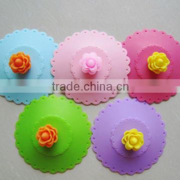 magic silicone cup lids with 3D Rose Flower handle