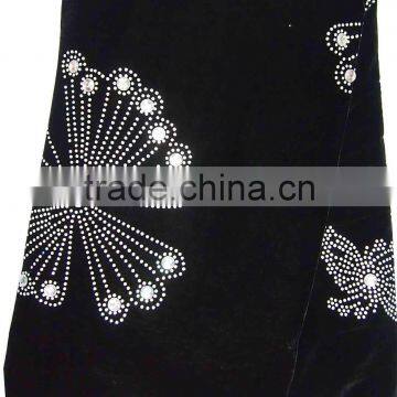 CL4032-black African fabric with many colorful stone velvet lace