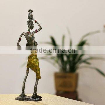Home Decor Antique Casting Tecnique Pewter Crafts African Figurine photo-3