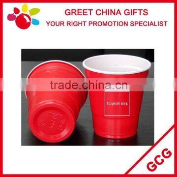 Promotional Double Wall Red and White 10oz Disposable Plastic Cup Beverage Juice and Beer Cup