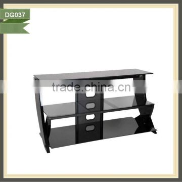 cheap antique black metal glass modern high gloss white tv stand