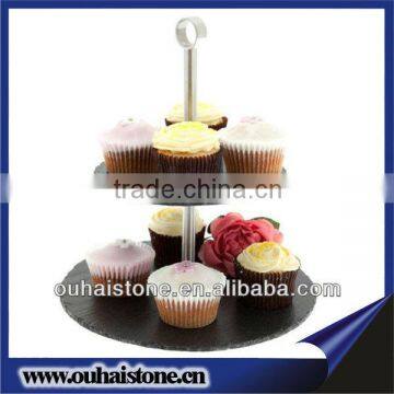 Reusable 2 tiered slate cake tray for cake shop