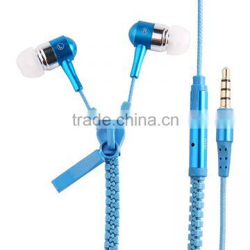 Fancy oem free product samples zipper earphone personalized