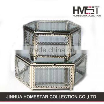 High quality trendy design elegant square glass jewelry box wholesale