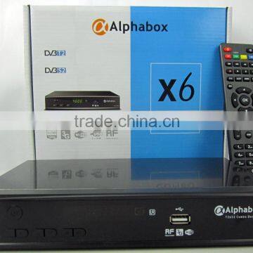 Stocks for Alphabox X6 Combo Auto roll powervu T2+S2 Combo decoder with RF support CCCAM