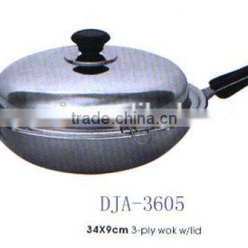 AH3602 32CM 34CM 36CM 38CM STAINLESS STEEL 201 CHINESE WOK SET photo-4