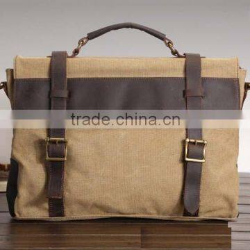 Handmade leather messenger bags waxed cotton canvas messenger bag canvas casual messenger bags for men